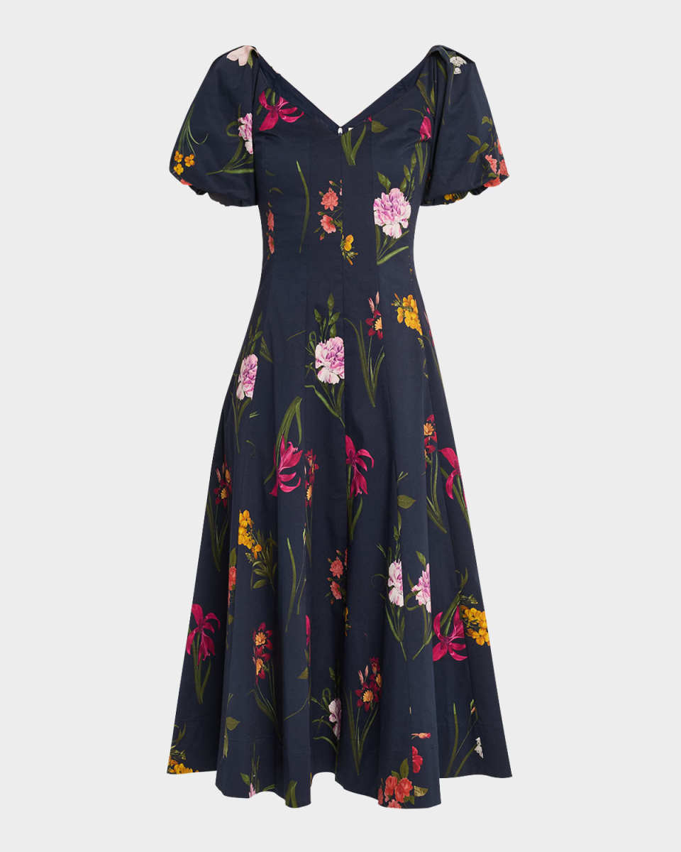 Magnolia Paneled Floral-Print Midi Dress